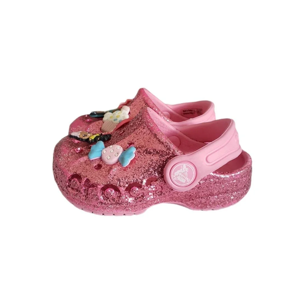 Crocs Baya Little Girls Glitter Clog Size C 5 Pink Stylish Comfortable